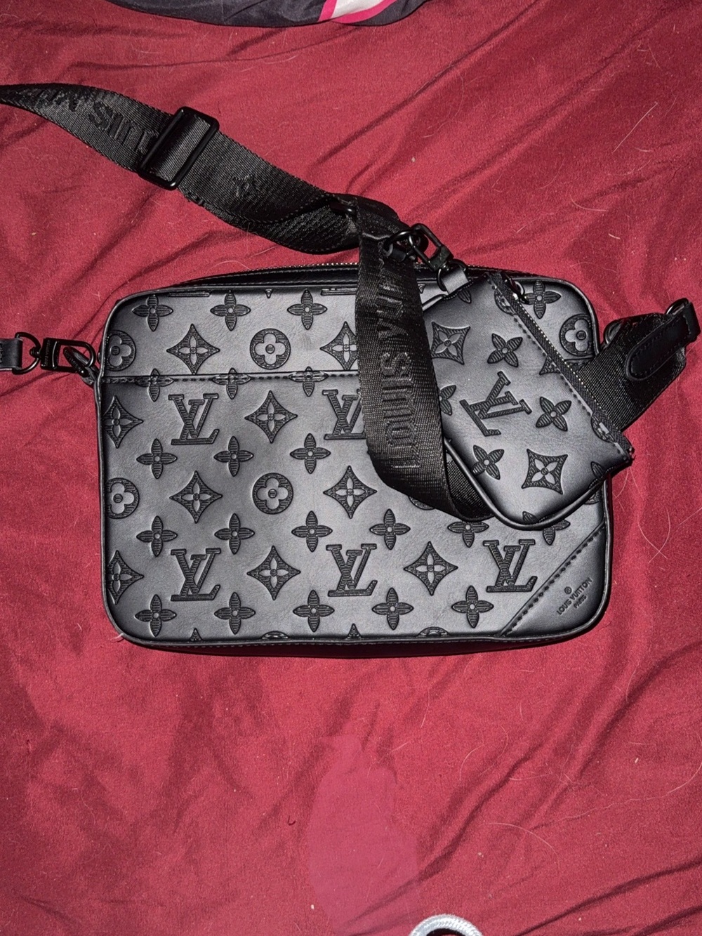 Louis Vuitton Black Monogram Eclipse Messenger Bag with Strap Pouch